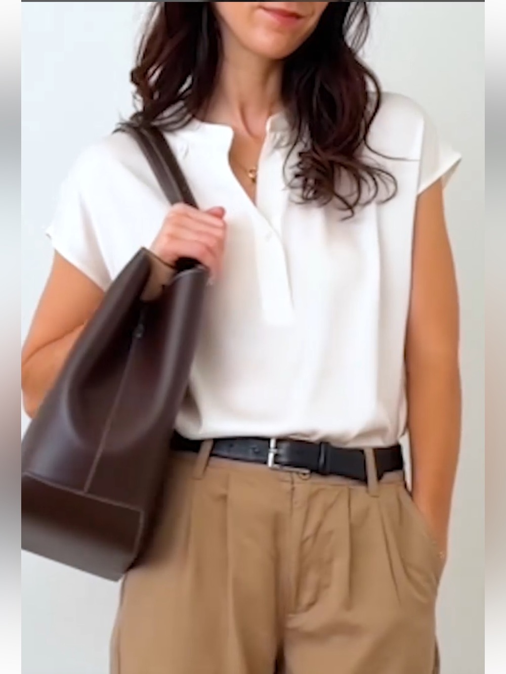 Quince Ivory Washable Stretch Silk Dolman Sleeve Blouse.